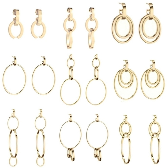 VITA FEDE Earrings "Cassio" - New in Bag - Gold Tone Modular Hoop Pierced - Picture 7 of 7